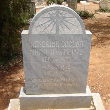MERWE Hendrina Jacoba Magrita, v.d. nee VAN WYK 1872-1957