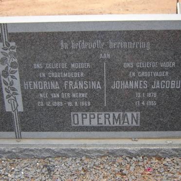 OPPERMAN Johannes Jacobus 1878-1955 &amp; Hendrina Fransina VAN DER MERWE 1889-1969