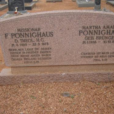 PÖNNIGHAUS F. 1885-1975 &amp; Martha Amalie BRÜNGER 1893-1980