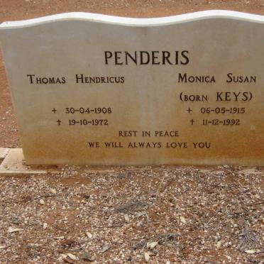 PENDERIS Thomas Hendricus 1908-1972 &amp; Monica Susan KEYS 1915-1992