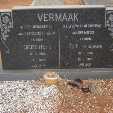 VERMAAK Christoffel J. 1909-1974 &amp; Ella SCHNEIDER 1906-1980