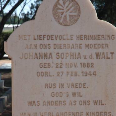 WALT Johanna Sophia, v.d. 1882-1944