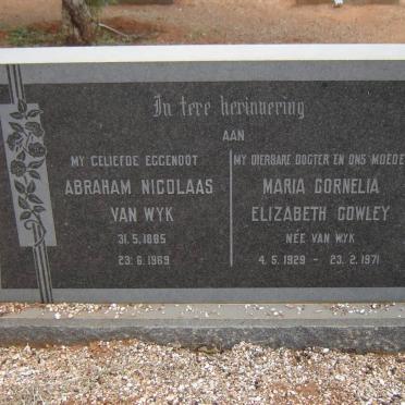 WYK Abraham Nicolaas, van 1885-1969 :: COWLEY Maria Cornelia Elizabeth nee VAN WYK 1929-1971