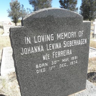 SIEBERHAGEN Johanna Levina nee FERREIRA 1891-1974