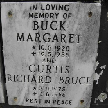 BUCK Curtis Richard Bruce 1978-1986 &amp; Margaret 1920-1985