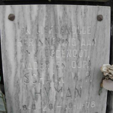 HYMAN Schalk W.P. 1928-1978
