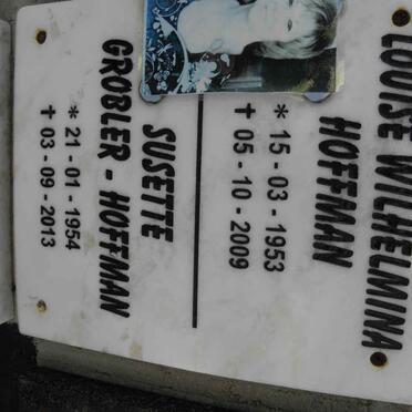 HOFFMAN Louise Wilhelmina 1953-2009 :: GROBLER-HOFFMAN Susette 1954-2013