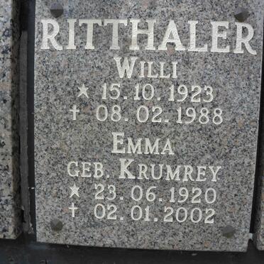 RITTHALER Willie 1923-1988 &amp; Emma KRUMREY 1920-2002