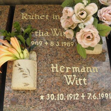 WITT Hermann 1912-1991 &amp; Martha 1909-1989