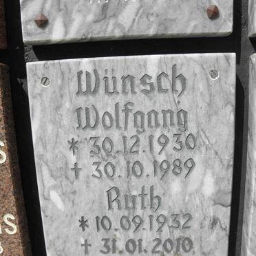 WÜNSCH Wolfgang 1930-1989 &amp; Ruth 1932-2010
