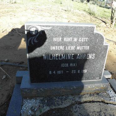 AHRENS Wilhelmine nee RIX 1877-1951