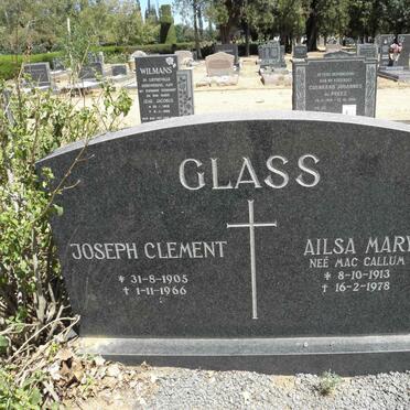 GLASS Joseph Clement 1905-1966 &amp; Ailsa Mary MAC CALLUM 1913-1978