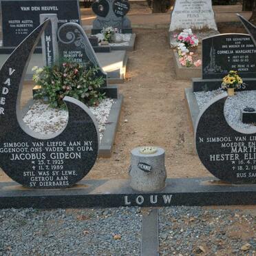 LOUW Jacobus Gideon 1925-1989 &amp; Martha Hester Elizabeth 1927-1999