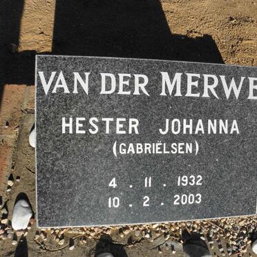 MERWE Hester Johanna, van der nee GABRIËLSEN 1932-2003