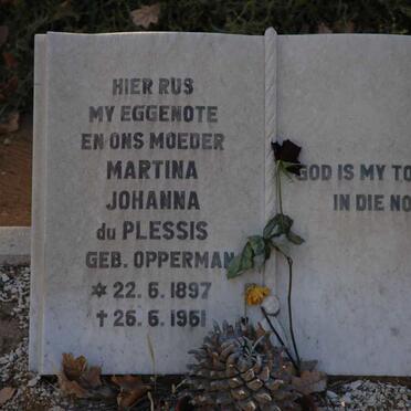 PLESSIS Martina Johanna, du nee OPPPERMAN 1897-1951