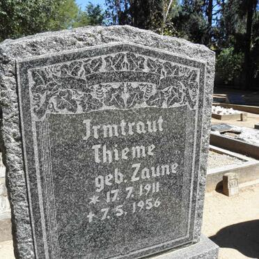 THIEME Irmtraut nee ZAUNE 1911-1956