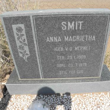 SMIT Anna Magrietha nee V.D. MERWE 1909-1978