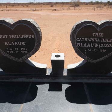 BLAAUW Ernst Phillippus 1961-2020 & Trix Catharina Helena DIXON 1960-