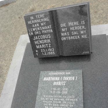 MARITZ Jacobus Hendrik 1913-1985 &amp; Marthina 1930-2006