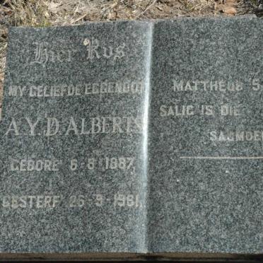 ALBERTS A.Y.D. 1887-1961