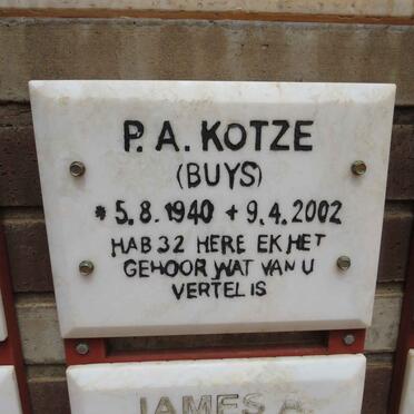 KOTZE P.A. nee BUYS 1940-2002