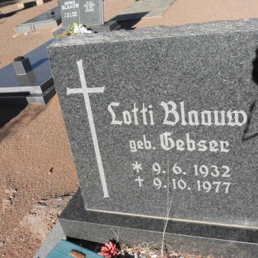 BLAAW Lotti nee GEBSER 1932-1977