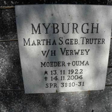 MYBURGH Martha S. voorheen VERWEY nee TRUTER 1922-2004