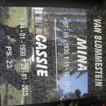 BLOMMESTEIN Mina, van 1930-2013 :: BLOMMESTEIN Cassie, van 1930-2015
