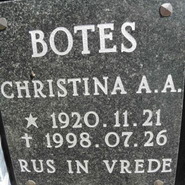 BOTES Christina A.A. 1920-1998