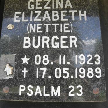 BURGER Janetta Gezina Elizabeth 1923-1989