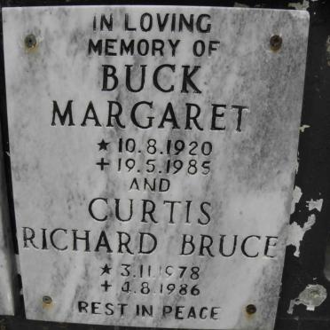BUCK Curtis Richard Bruce 1978-1986 &amp; Margaret 1920-1985