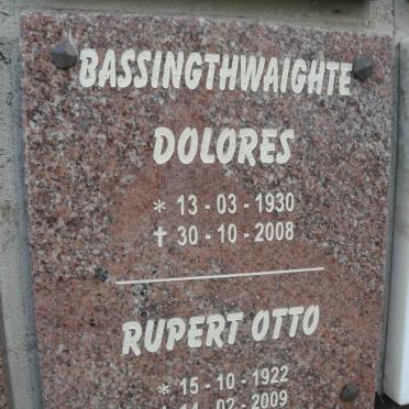 BASSINGTHWAIGHTE Rupert Otto 1922-2009 &amp; Dolores 1930-2008