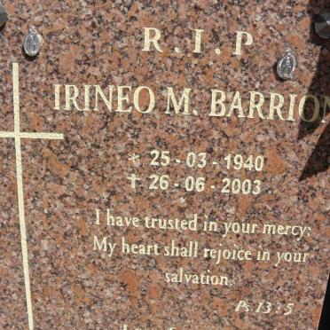 BARRION Irineo M. 1940-2003