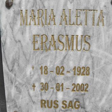ERASMUS Maria Aletta 1928-2002