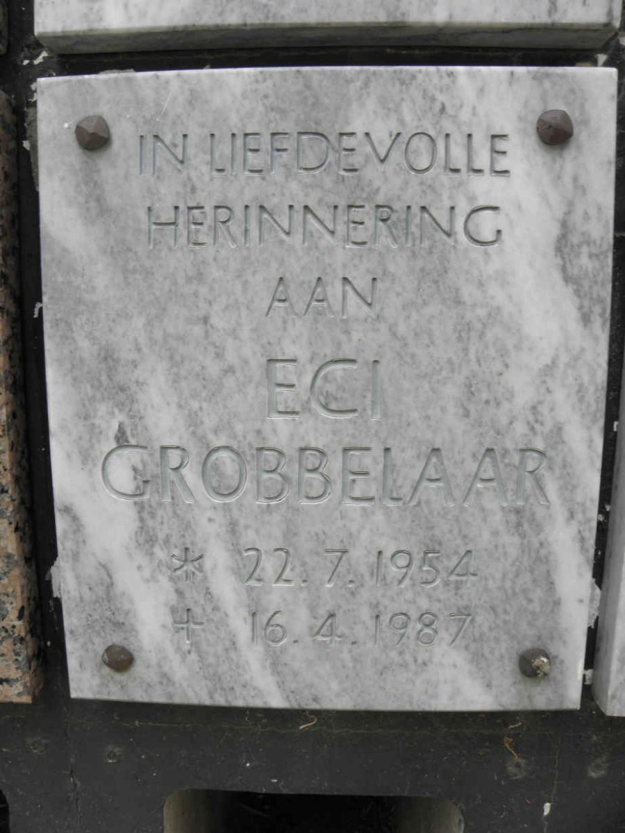 GROBBELAAR Eci 1954-1987