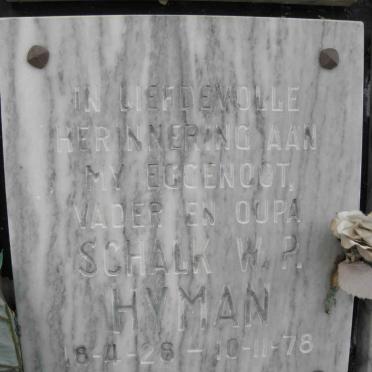 HYMAN Schalk W.P. 1928-1978