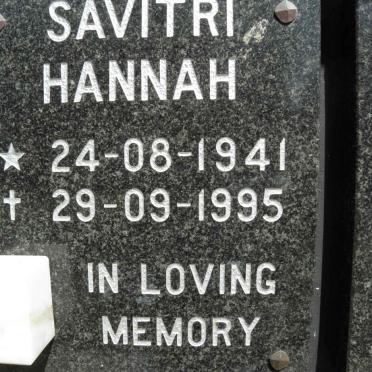 HANNAH Savitri 1941-1995