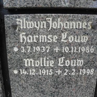 LOUW Alwyn Johannes Harmse 1937-1986 &amp; Mollie 1915-1998