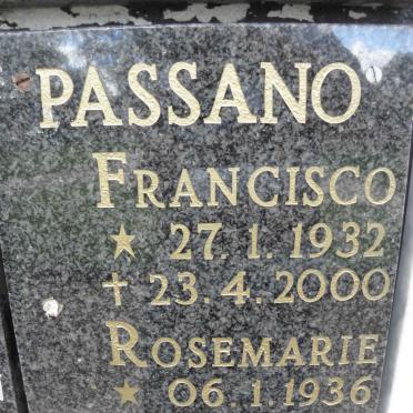 PASSANO Francisco 1932-2000 &amp; Rosemarie 1936-2011