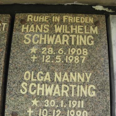SCHWARTING Hans Wilhelm 1908-1987 &amp; Olga Nanny 1911-1990