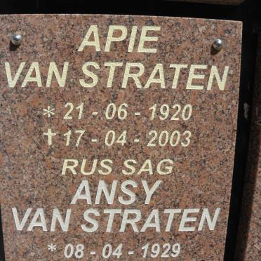 STRATEN Apie, van 1920-2003 &amp; Ansy 1929-2009 