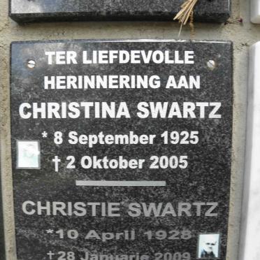 SWARTZ Christie 1928-2009 &amp; Christina 1925-2005