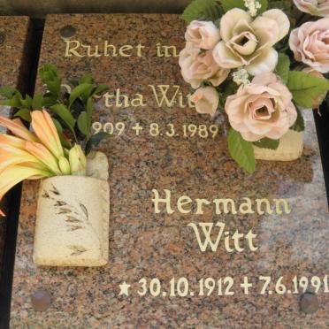 WITT Hermann 1912-1991 &amp; Martha 1909-1989