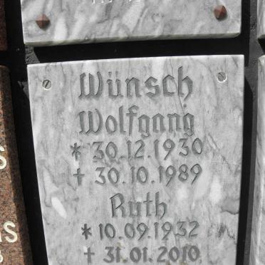 WÜNSCH Wolfgang 1930-1989 &amp; Ruth 1932-2010