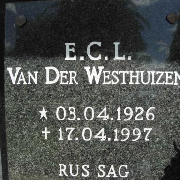 WESTHUIZEN E.C.L., van der 1926-1997