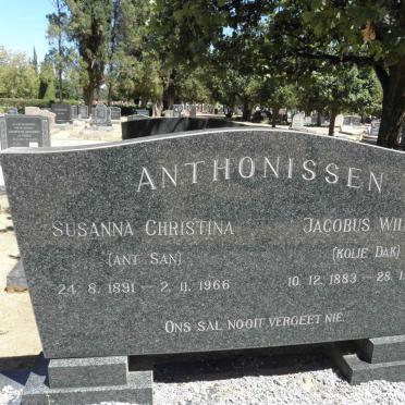 ANTHONISSEN Jacobus Willem 1883-1971 &amp; Susanna Christina 1891-1966