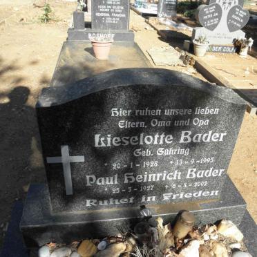 BADER Paul Heinrich 1927-2002 &amp; Lieselotte GUHRING 1928-1995