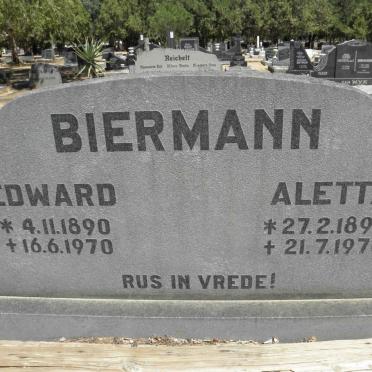 BIERMANN Edward 1890-1970 &amp; Aletta 1896-1970