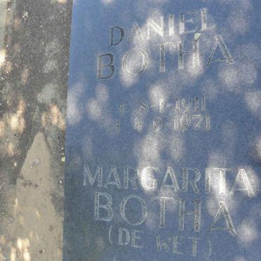 BOTHA Daniel 1911-1971 &amp; Margarita DE WET 1912-2001
