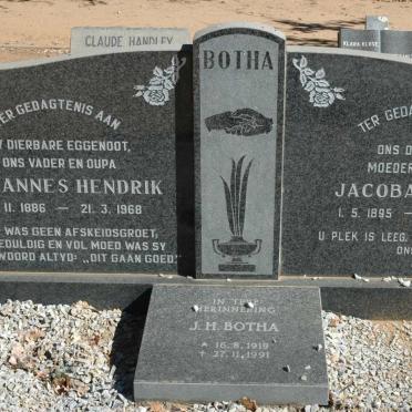 BOTHA Johannes Hendrik 1886-1968 &amp; Jacoba Sophia 1895-1980 :: BOTHA J.H. 1919-1991